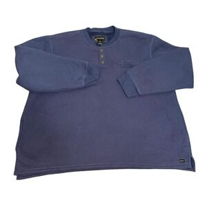 Stanley Waffle-Knit Fleece Henley Sweater Lined Heavyweight Blue Men's 2XL